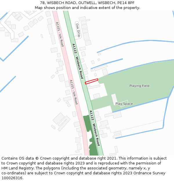 78, WISBECH ROAD, OUTWELL, WISBECH, PE14 8PF: Location map and indicative extent of plot