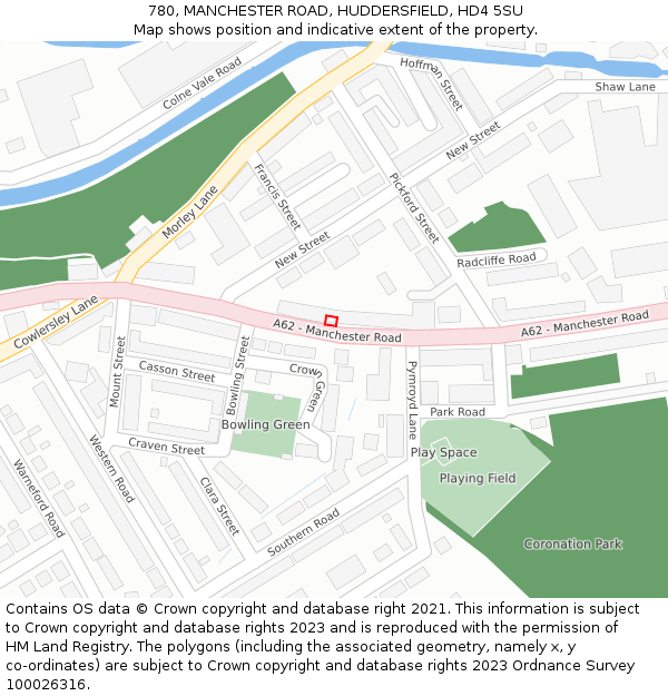 780, MANCHESTER ROAD, HUDDERSFIELD, HD4 5SU: Location map and indicative extent of plot