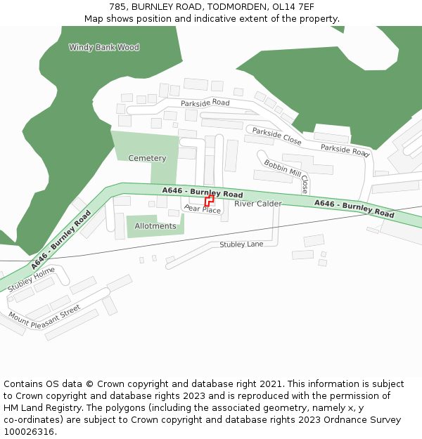 785, BURNLEY ROAD, TODMORDEN, OL14 7EF: Location map and indicative extent of plot