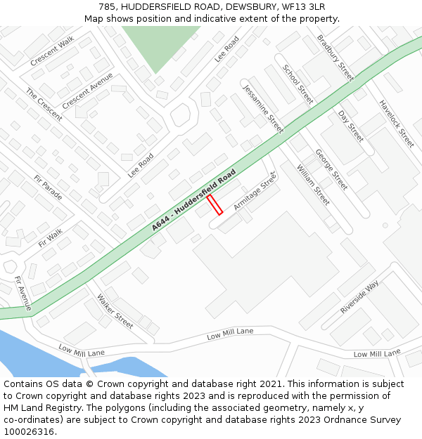 785, HUDDERSFIELD ROAD, DEWSBURY, WF13 3LR: Location map and indicative extent of plot