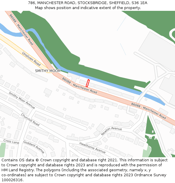 786, MANCHESTER ROAD, STOCKSBRIDGE, SHEFFIELD, S36 1EA: Location map and indicative extent of plot