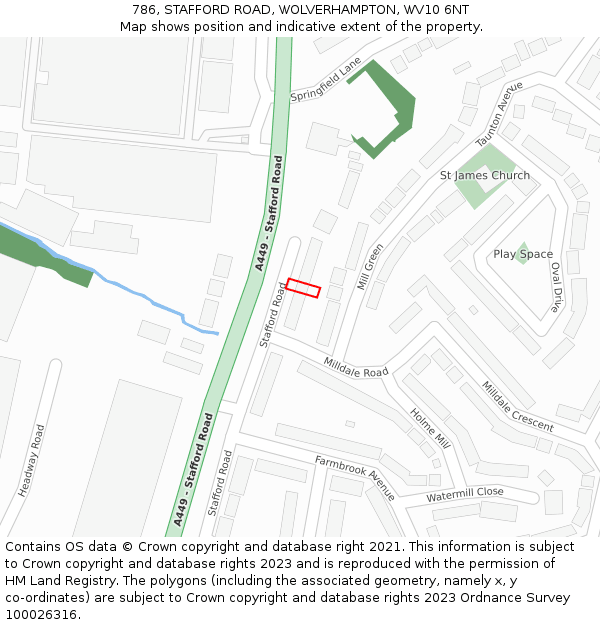 786, STAFFORD ROAD, WOLVERHAMPTON, WV10 6NT: Location map and indicative extent of plot