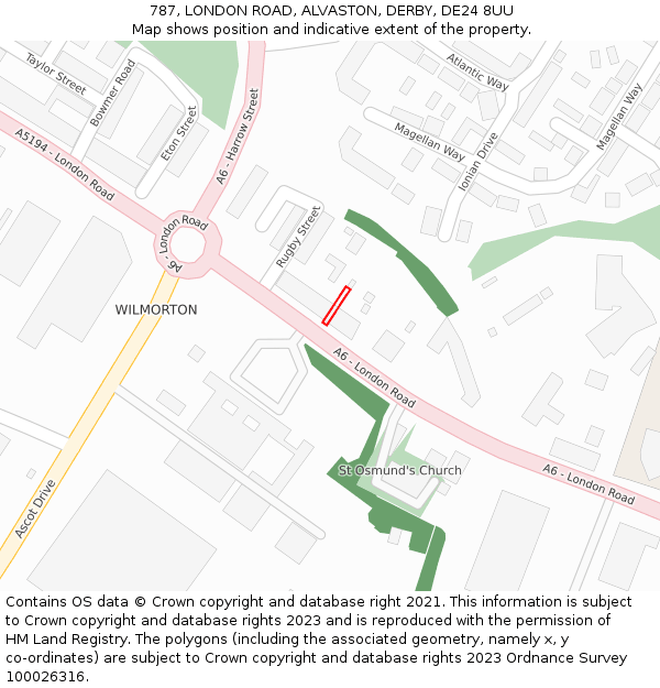 787, LONDON ROAD, ALVASTON, DERBY, DE24 8UU: Location map and indicative extent of plot