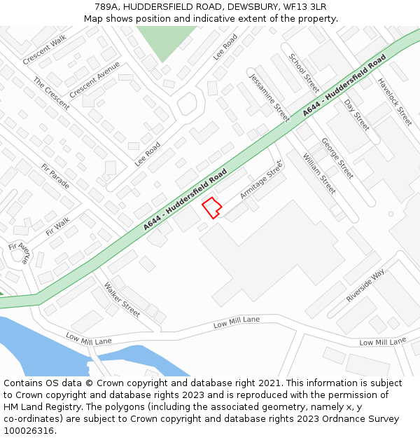789A, HUDDERSFIELD ROAD, DEWSBURY, WF13 3LR: Location map and indicative extent of plot