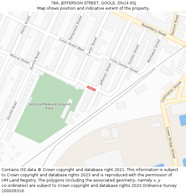 78A, JEFFERSON STREET, GOOLE, DN14 6SJ: Location map and indicative extent of plot