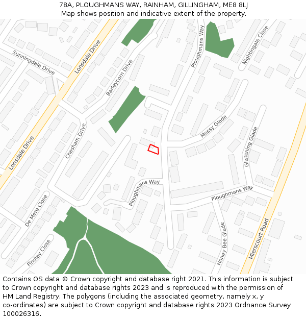 78A, PLOUGHMANS WAY, RAINHAM, GILLINGHAM, ME8 8LJ: Location map and indicative extent of plot