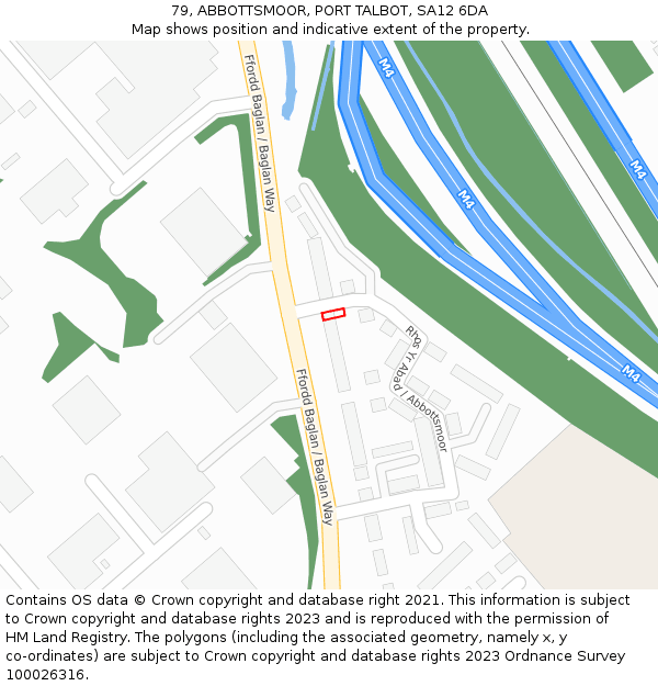79, ABBOTTSMOOR, PORT TALBOT, SA12 6DA: Location map and indicative extent of plot