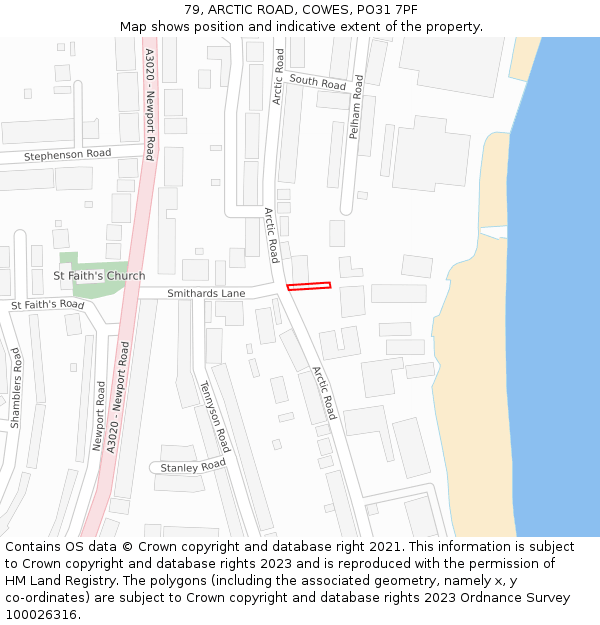 79, ARCTIC ROAD, COWES, PO31 7PF: Location map and indicative extent of plot