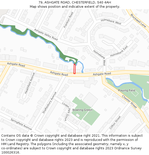 79, ASHGATE ROAD, CHESTERFIELD, S40 4AH: Location map and indicative extent of plot