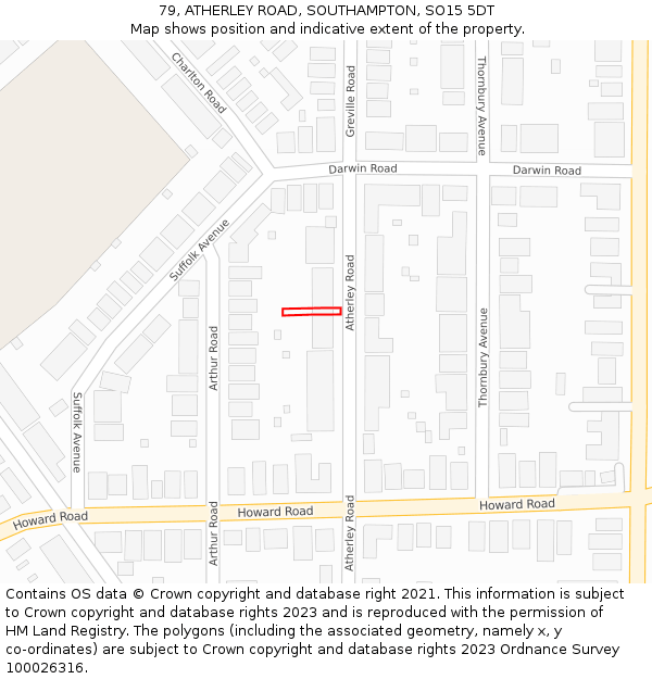 79, ATHERLEY ROAD, SOUTHAMPTON, SO15 5DT: Location map and indicative extent of plot