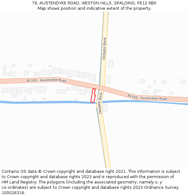 79, AUSTENDYKE ROAD, WESTON HILLS, SPALDING, PE12 6BX: Location map and indicative extent of plot