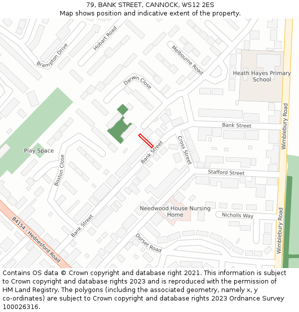 79, BANK STREET, CANNOCK, WS12 2ES: Location map and indicative extent of plot