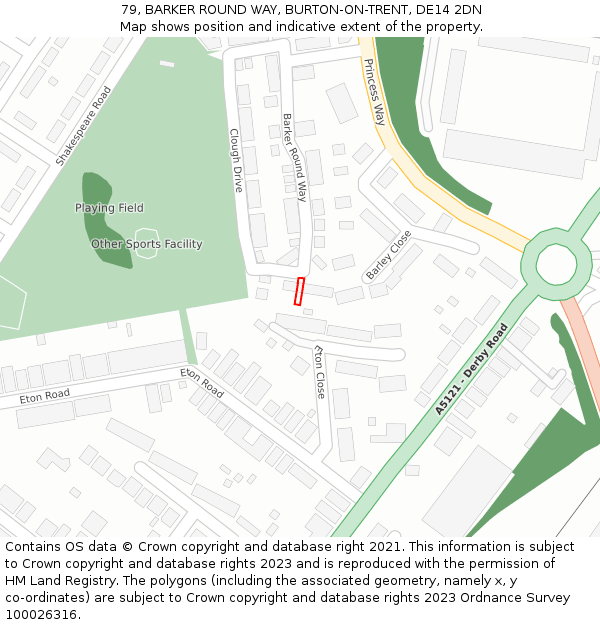 79, BARKER ROUND WAY, BURTON-ON-TRENT, DE14 2DN: Location map and indicative extent of plot