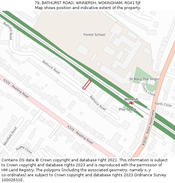 79, BATHURST ROAD, WINNERSH, WOKINGHAM, RG41 5JF: Location map and indicative extent of plot