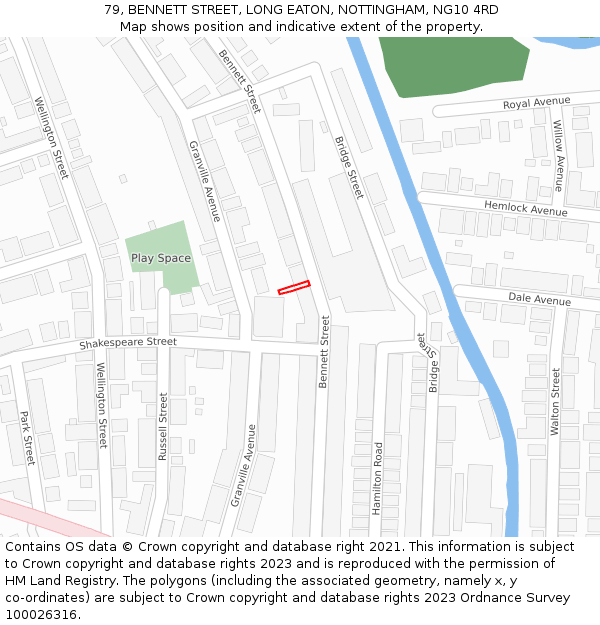 79, BENNETT STREET, LONG EATON, NOTTINGHAM, NG10 4RD: Location map and indicative extent of plot