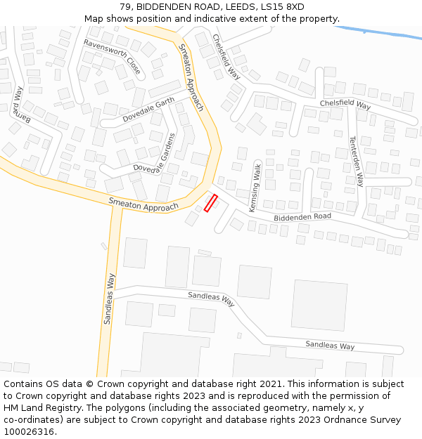79, BIDDENDEN ROAD, LEEDS, LS15 8XD: Location map and indicative extent of plot