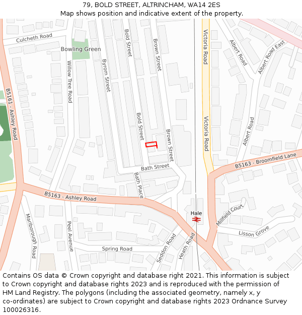 79, BOLD STREET, ALTRINCHAM, WA14 2ES: Location map and indicative extent of plot