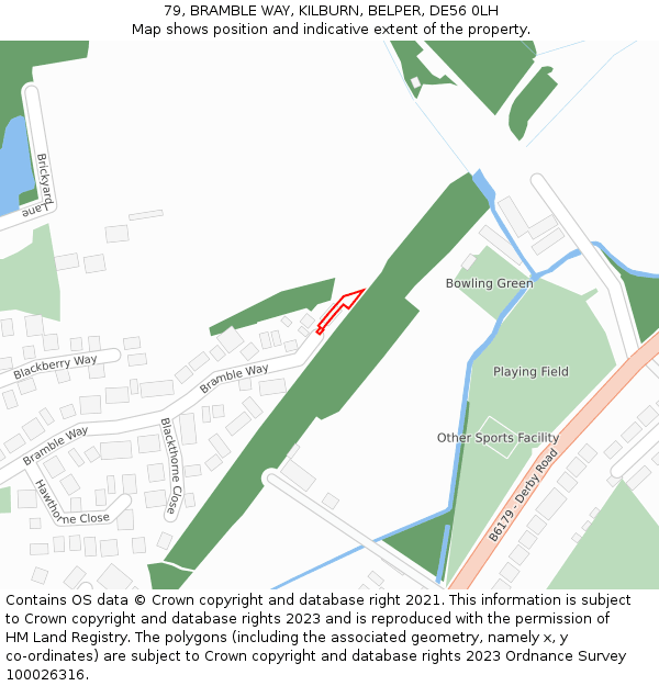 79, BRAMBLE WAY, KILBURN, BELPER, DE56 0LH: Location map and indicative extent of plot