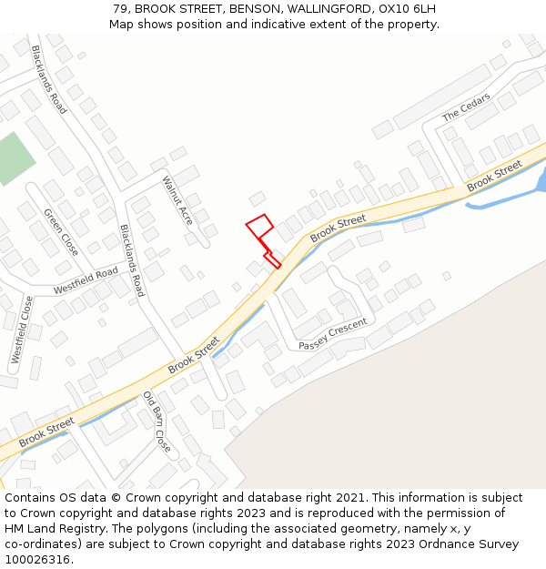 79, BROOK STREET, BENSON, WALLINGFORD, OX10 6LH: Location map and indicative extent of plot