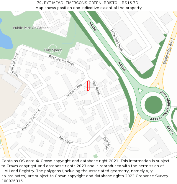 79, BYE MEAD, EMERSONS GREEN, BRISTOL, BS16 7DL: Location map and indicative extent of plot