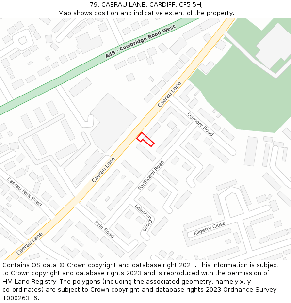 79, CAERAU LANE, CARDIFF, CF5 5HJ: Location map and indicative extent of plot