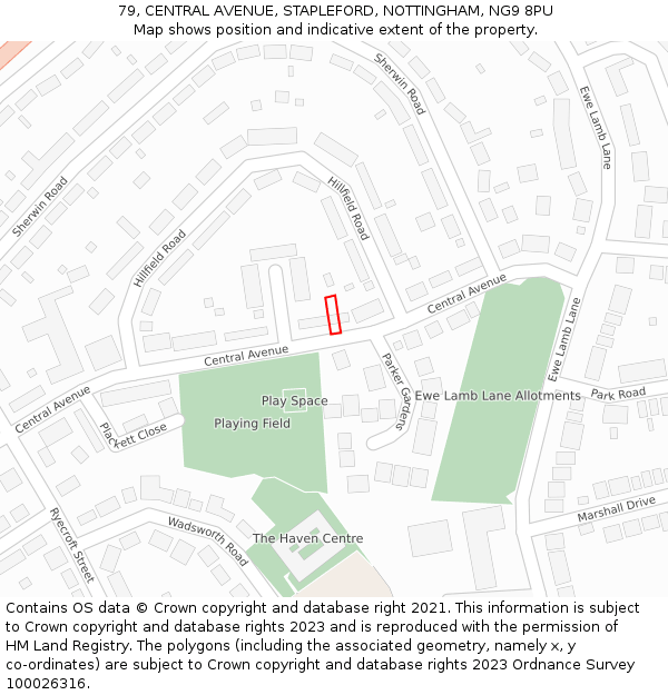 79, CENTRAL AVENUE, STAPLEFORD, NOTTINGHAM, NG9 8PU: Location map and indicative extent of plot