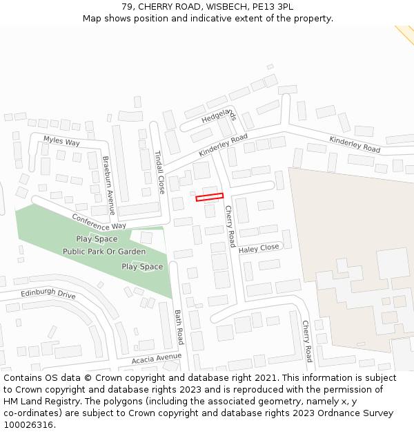 79, CHERRY ROAD, WISBECH, PE13 3PL: Location map and indicative extent of plot