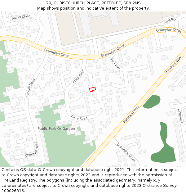 79, CHRISTCHURCH PLACE, PETERLEE, SR8 2NS: Location map and indicative extent of plot