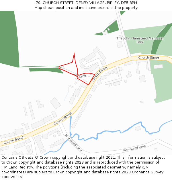 79, CHURCH STREET, DENBY VILLAGE, RIPLEY, DE5 8PH: Location map and indicative extent of plot