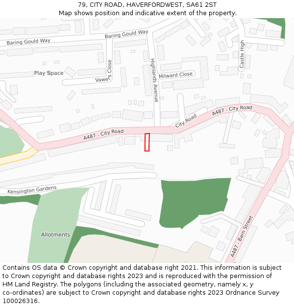 79, CITY ROAD, HAVERFORDWEST, SA61 2ST: Location map and indicative extent of plot