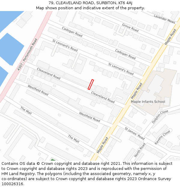 79, CLEAVELAND ROAD, SURBITON, KT6 4AJ: Location map and indicative extent of plot