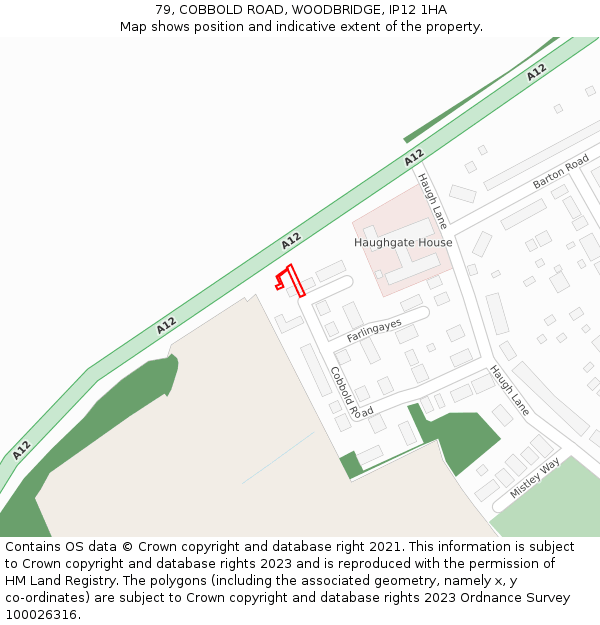 79, COBBOLD ROAD, WOODBRIDGE, IP12 1HA: Location map and indicative extent of plot