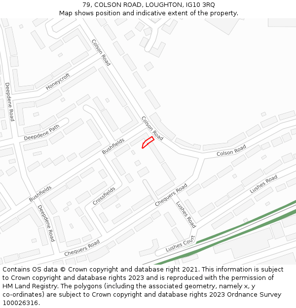 79, COLSON ROAD, LOUGHTON, IG10 3RQ: Location map and indicative extent of plot