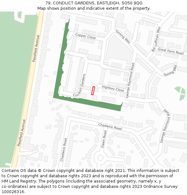 79, CONDUCT GARDENS, EASTLEIGH, SO50 9QG: Location map and indicative extent of plot