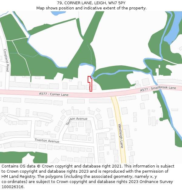 79, CORNER LANE, LEIGH, WN7 5PY: Location map and indicative extent of plot