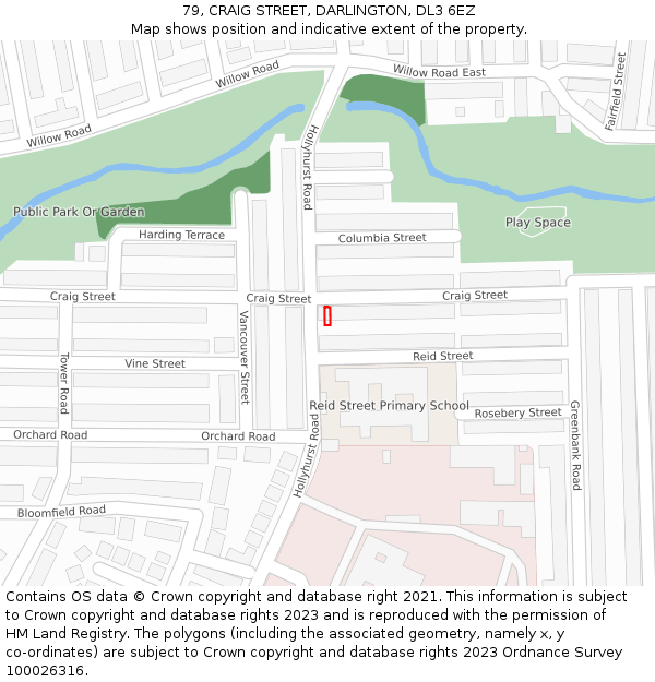 79, CRAIG STREET, DARLINGTON, DL3 6EZ: Location map and indicative extent of plot