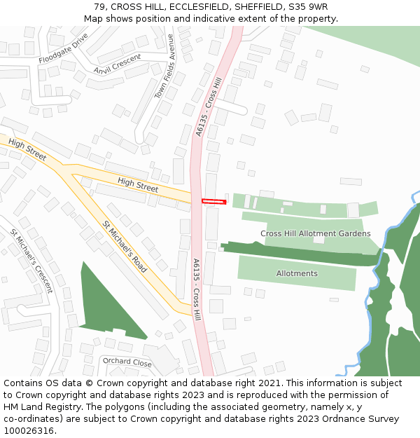 79, CROSS HILL, ECCLESFIELD, SHEFFIELD, S35 9WR: Location map and indicative extent of plot