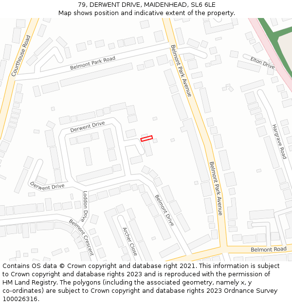 79, DERWENT DRIVE, MAIDENHEAD, SL6 6LE: Location map and indicative extent of plot