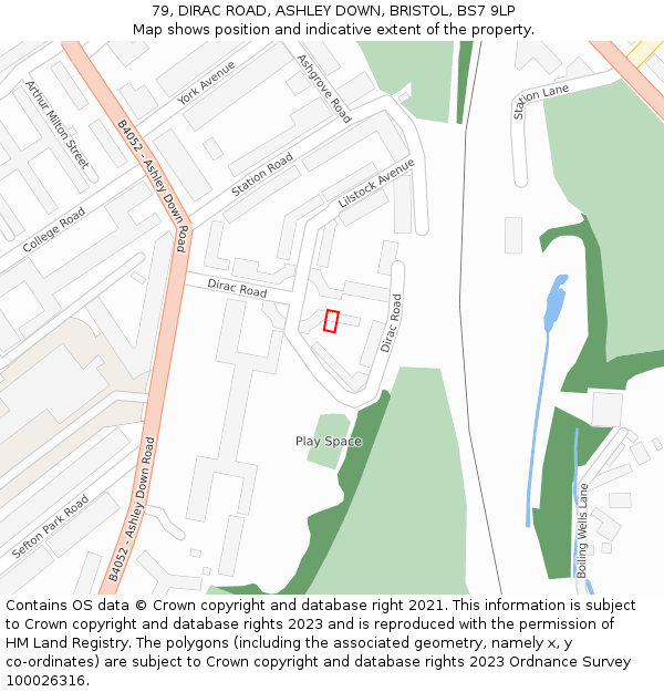 79, DIRAC ROAD, ASHLEY DOWN, BRISTOL, BS7 9LP: Location map and indicative extent of plot