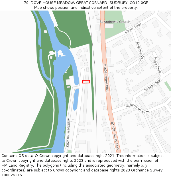 79, DOVE HOUSE MEADOW, GREAT CORNARD, SUDBURY, CO10 0GF: Location map and indicative extent of plot