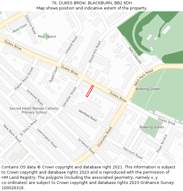 79, DUKES BROW, BLACKBURN, BB2 6DH: Location map and indicative extent of plot
