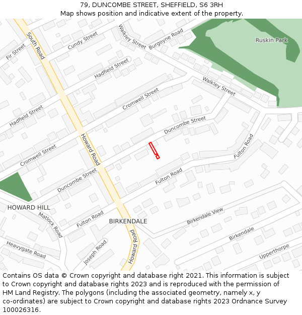 79, DUNCOMBE STREET, SHEFFIELD, S6 3RH: Location map and indicative extent of plot