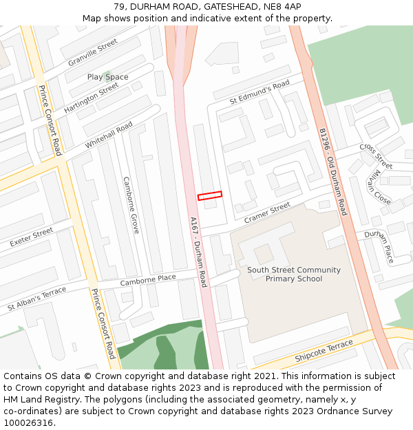 79, DURHAM ROAD, GATESHEAD, NE8 4AP: Location map and indicative extent of plot