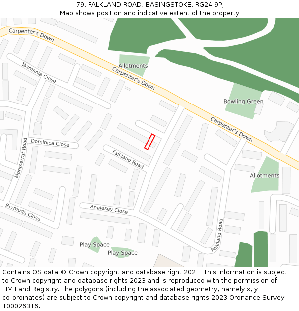 79, FALKLAND ROAD, BASINGSTOKE, RG24 9PJ: Location map and indicative extent of plot