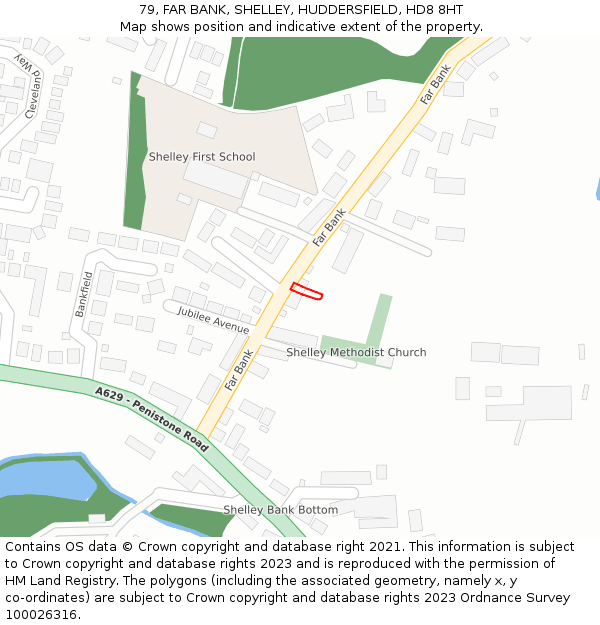 79, FAR BANK, SHELLEY, HUDDERSFIELD, HD8 8HT: Location map and indicative extent of plot