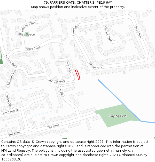 79, FARRIERS GATE, CHATTERIS, PE16 6AY: Location map and indicative extent of plot