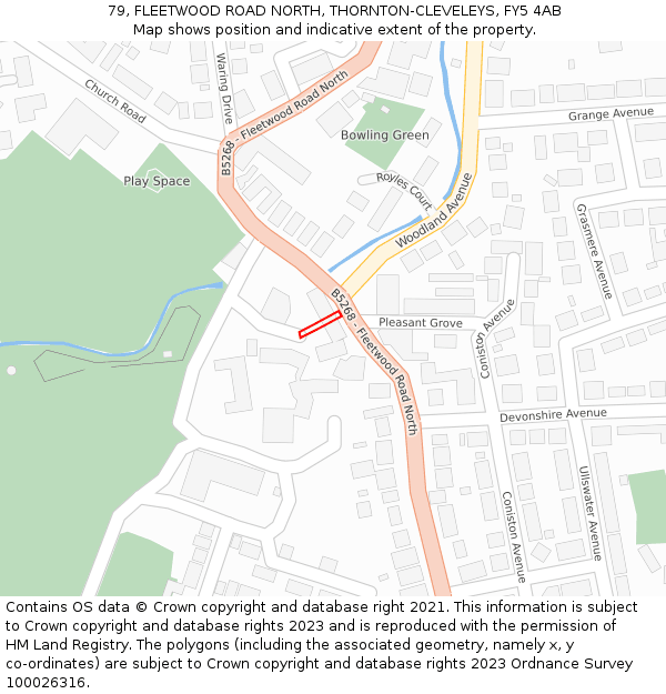 79, FLEETWOOD ROAD NORTH, THORNTON-CLEVELEYS, FY5 4AB: Location map and indicative extent of plot