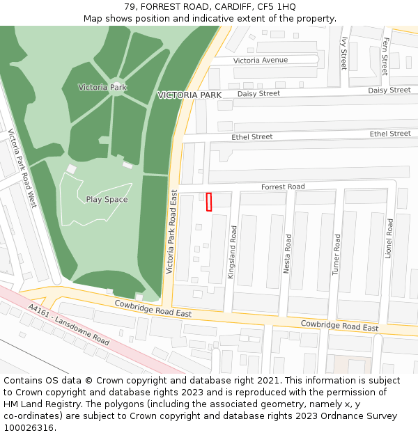79, FORREST ROAD, CARDIFF, CF5 1HQ: Location map and indicative extent of plot