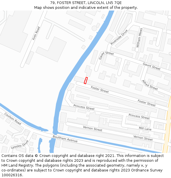 79, FOSTER STREET, LINCOLN, LN5 7QE: Location map and indicative extent of plot