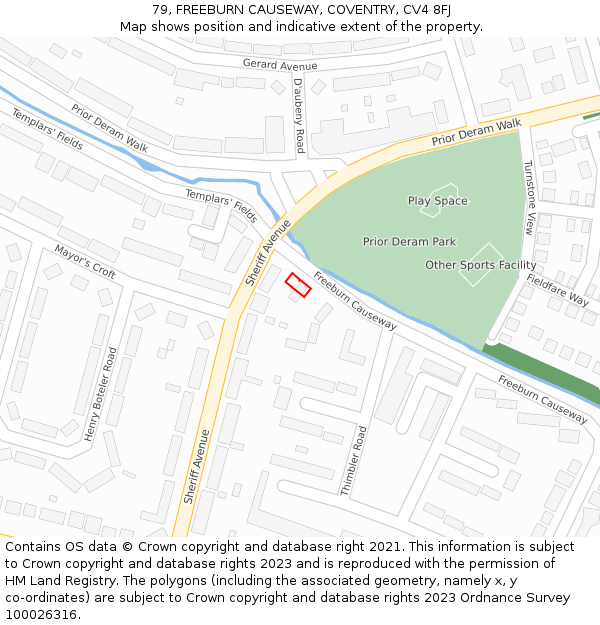 79, FREEBURN CAUSEWAY, COVENTRY, CV4 8FJ: Location map and indicative extent of plot